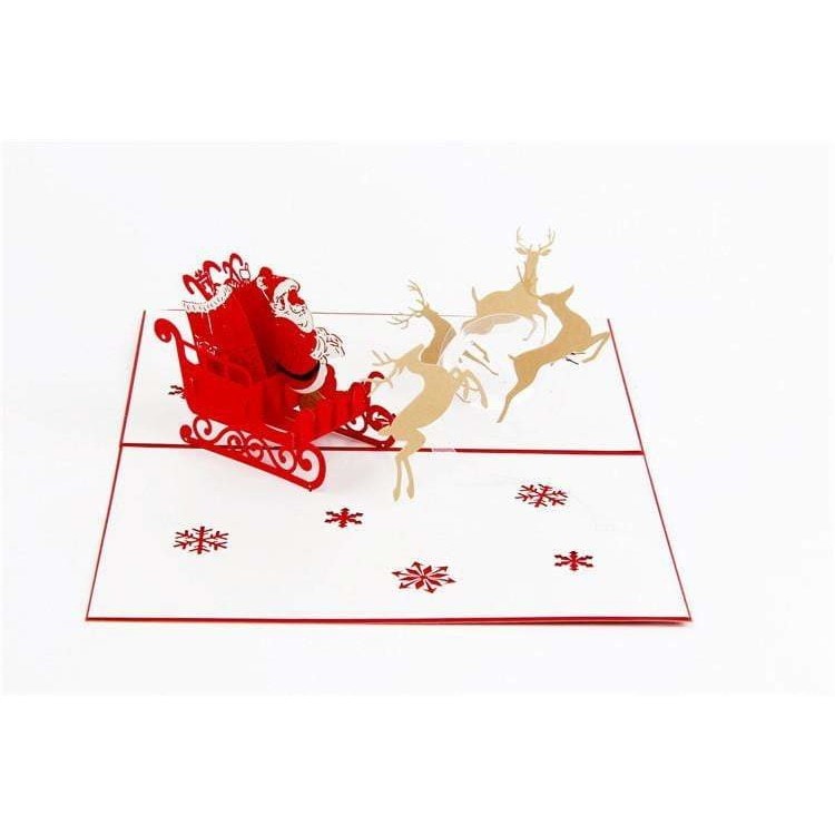 Santa w/ Reindeer Moonlight Pop-Up Card - Icy Craft