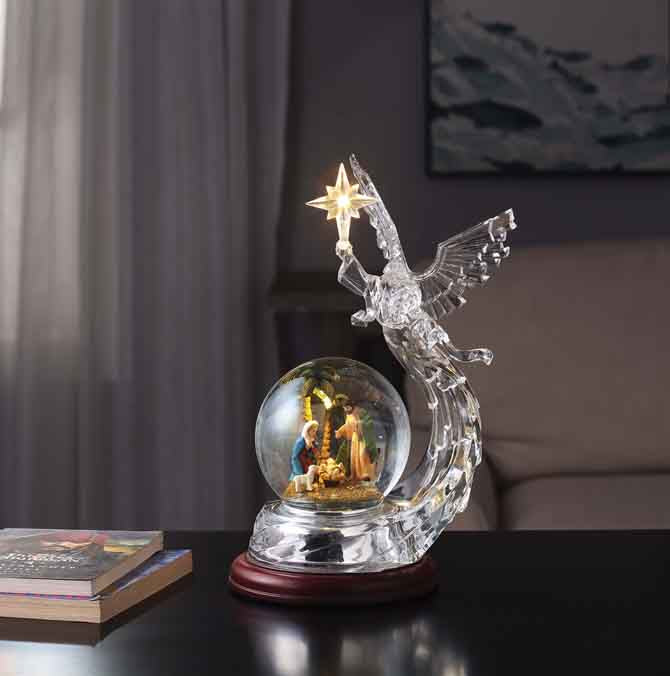 Nativity Set w/Flying Angel Waterglobe