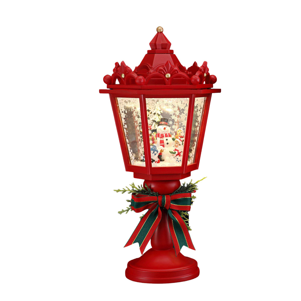 Red Street Lamp w/Snowman - Icy Craft