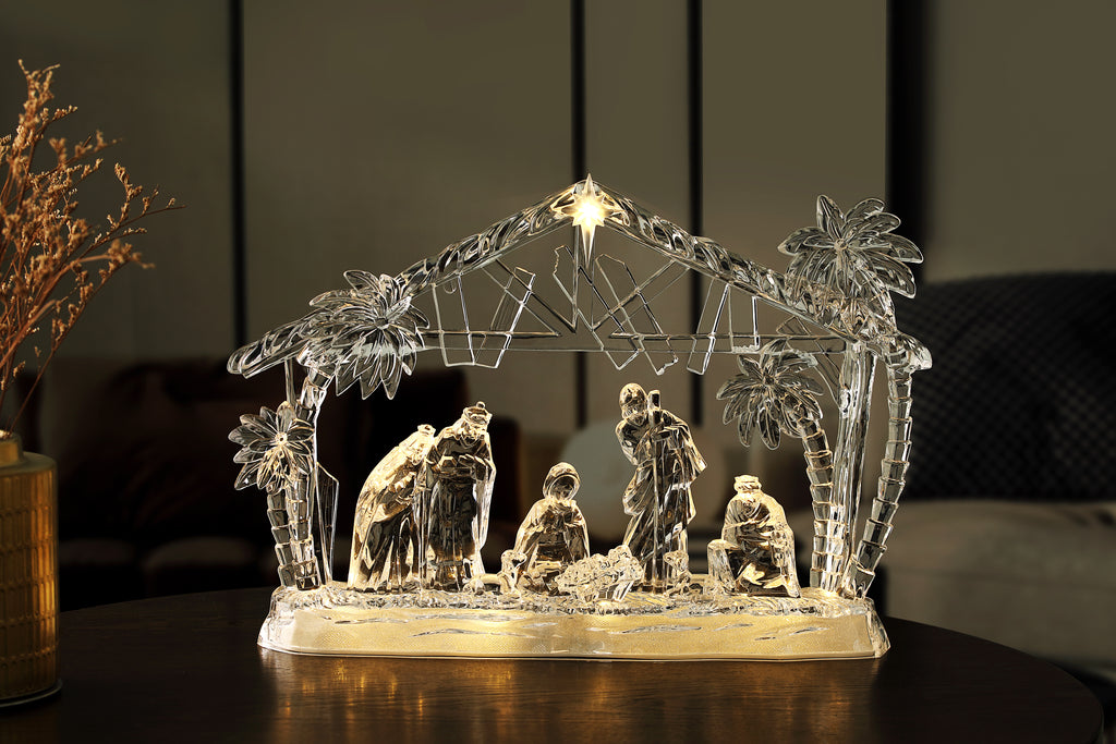 Stable Gold Glitter Nativity