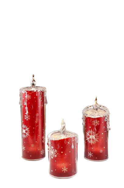 Red Snowflake Candle Set