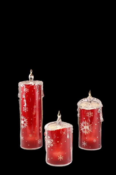 Red Snowflake Candle Set