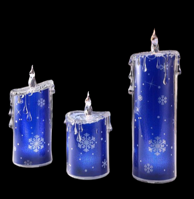 Blue Snowflake Candle Set