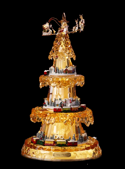 Gold Christmas Three-Tier Tree Village