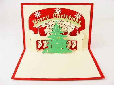 Merry Christmas Fireplace Stand-Up Card - Icy Craft
