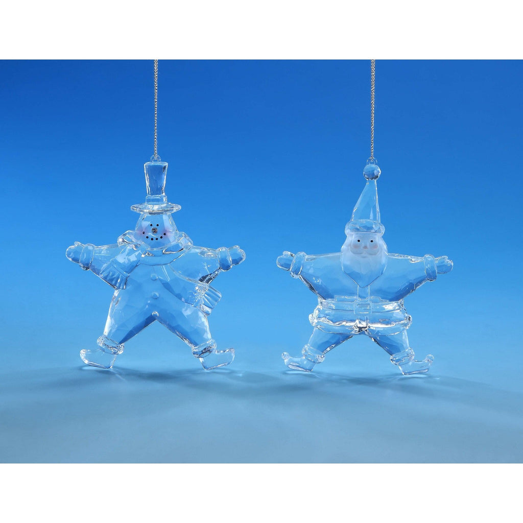 Santa & Snowman Star Orn. - Icy Craft