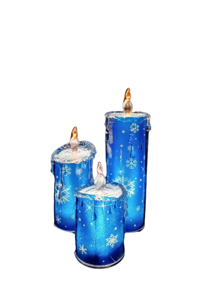 Blue Snowflake Candle Set