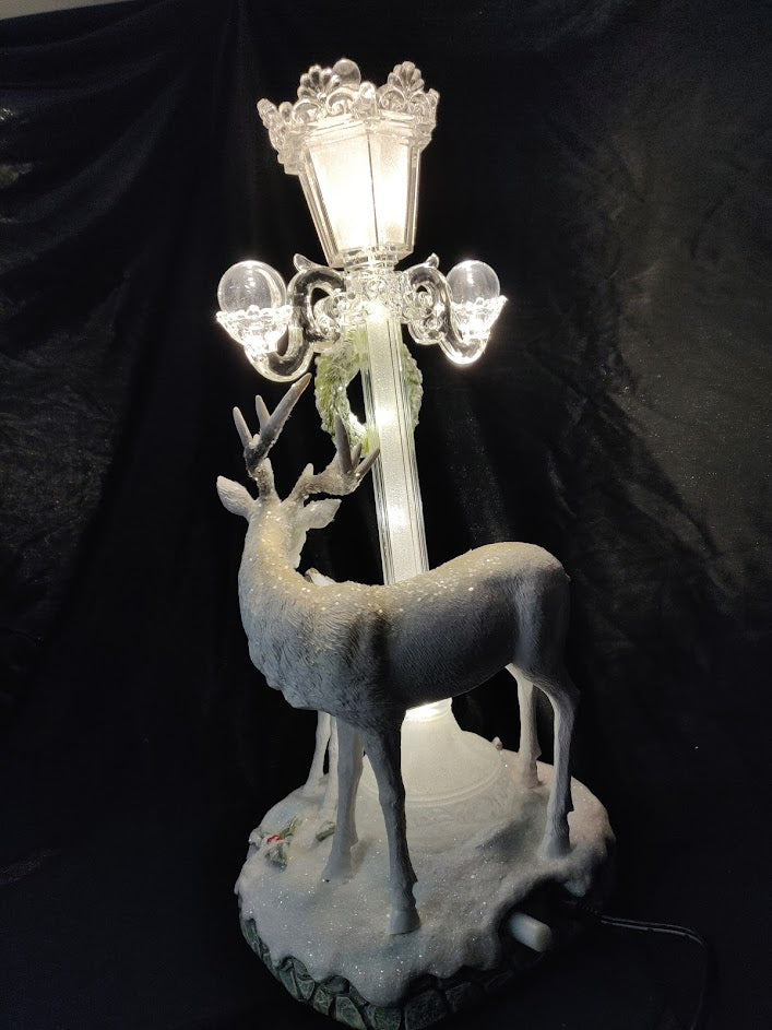 Street Lamp with Deer Scene